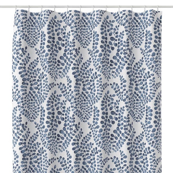 IKEA Other - Blue Leaf Pattern Shower Curtain - White and Blue